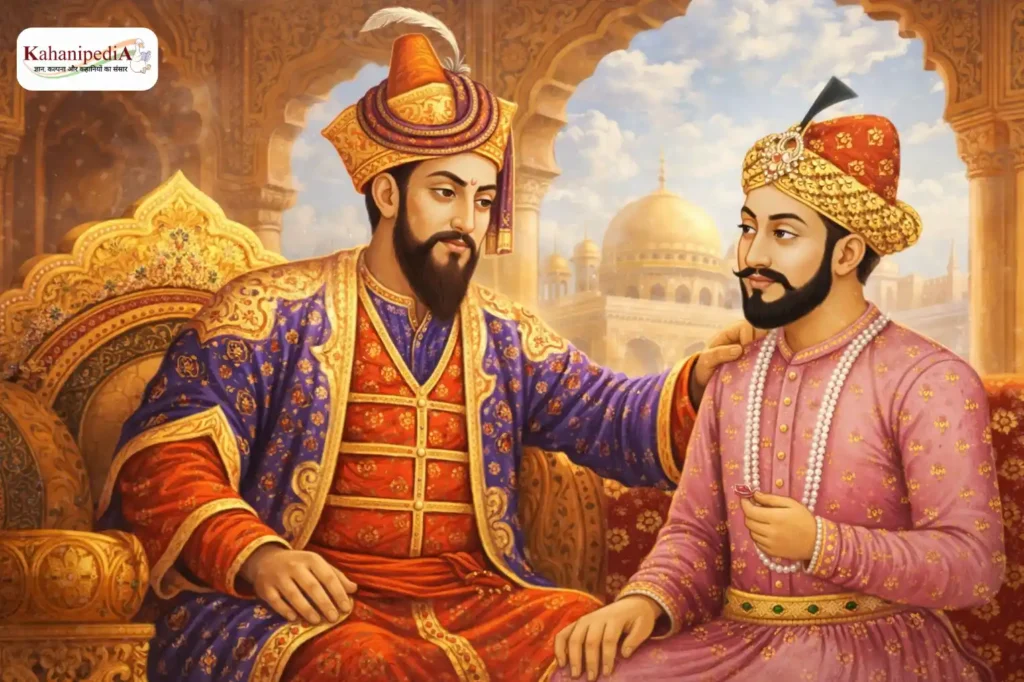 बाबर अपने बेटे हुमायूँ के साथ 